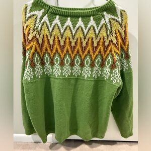 Green Patterned Women's Sweater